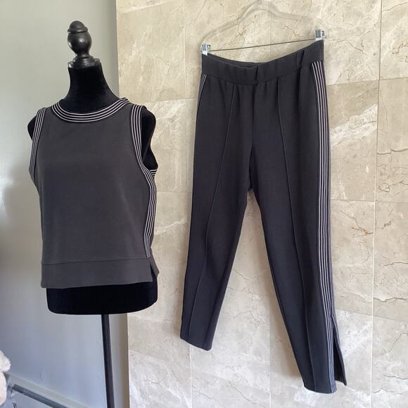 Athleta Matching Set XS/S Soft Black Stripe Fall Athleisure Sporty Travel Outfit - Picture 3 of 12